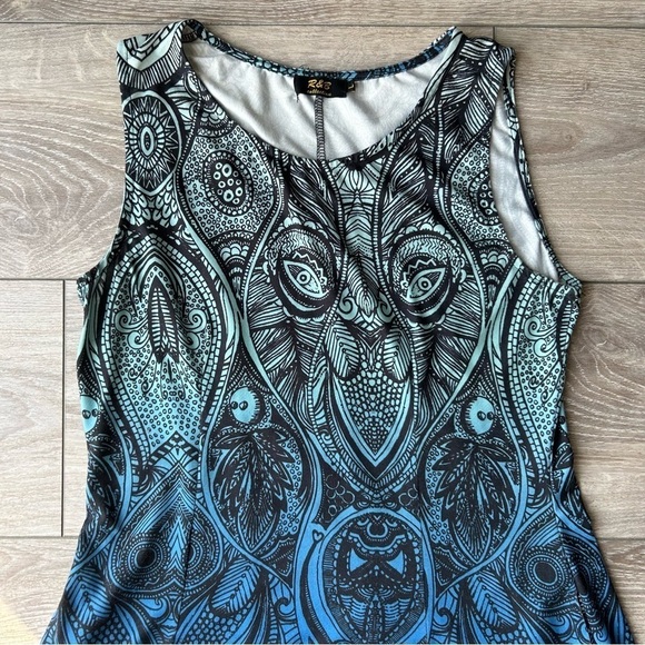 R&B Collection Turquoise Floral Sleeveless Ombre Maxi Dress - Picture 7 of 14